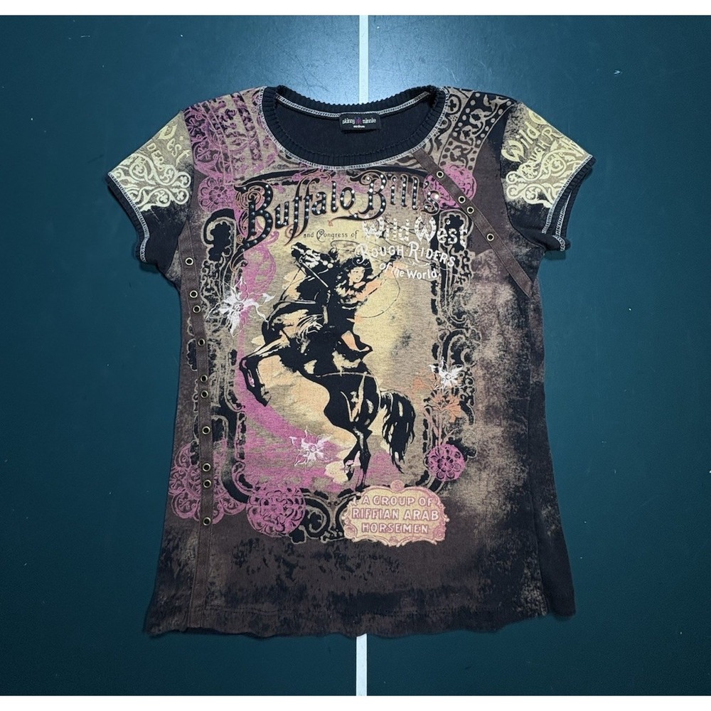 Vtg‎ Skinny Minnie Western Top Womens Medium Rodeo Cowgirl Grunge Y2K 90s Shirt